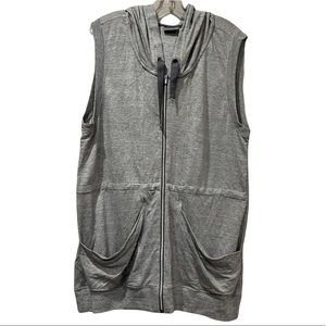 Athleta XL Zip Up Lotus Gray Workout Vest Jogging Active Hooded Plus Size